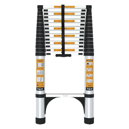 Equal 20.5 FT Aluminum Folding Telescopic Ladder with 2 Triangle Stabilizers | EN131 Certified with 2 Year Warranty | 150kg Max Capacity | Collapsible Ladder for Home or Outdoor Work (6.2m/15 Step)