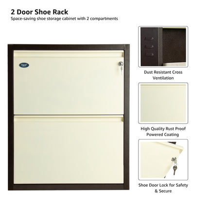 Equal 2 Door Wall Mounted Mild Steel Shoe Rack for Home with Lock