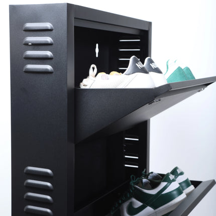 Equal 4 Shelf Lite Shoe Rack for Home | Economic Mild Steel Shoe Cabinet for Home holds upto 8-10 pairs of shoes | 3 Years Limited Warranty | 4 Shelf - Matte Black