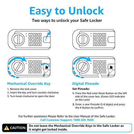 Equal 48L SecureLitePro Digital Safe Locker with Pincode Access and Emergency Key - Matte Black