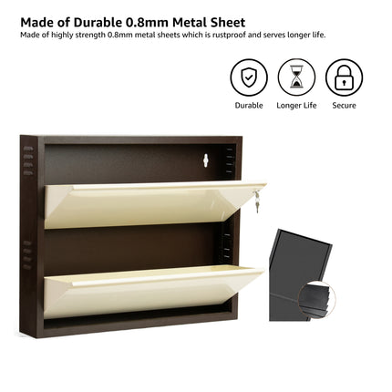 Equal 2 Door Wall Mounted Mild Steel Shoe Rack for Home with Lock