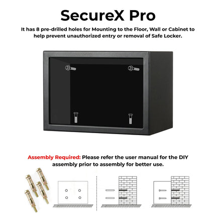 Equal 20L SecureX Pro Digital Safe Locker with Touchpad and Motorized Locking Mechanism - Matte Black
