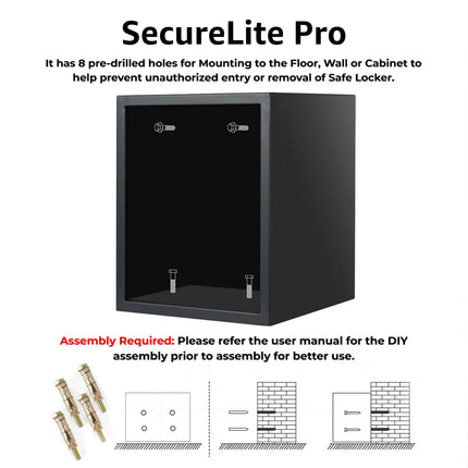 Equal 48L SecureLitePro Digital Safe Locker with Pincode Access and Emergency Key - Matte Black