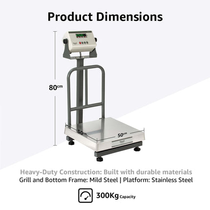 Equal 300kg Stainless Steel Heavy Duty Platform Electronics Weighing Scale, 500x500mm