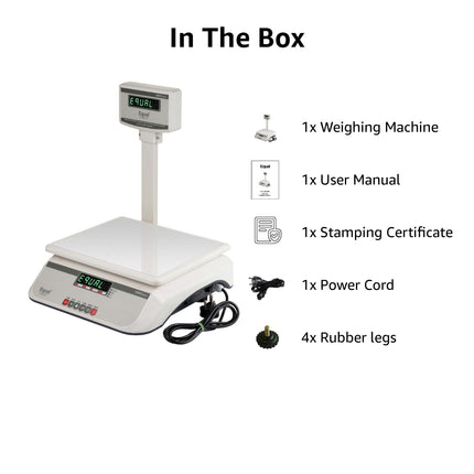 Equal 40kg Capacity Electronics Digital Table Top Kitchen Weighing Scale w/Pole, 250x300mm