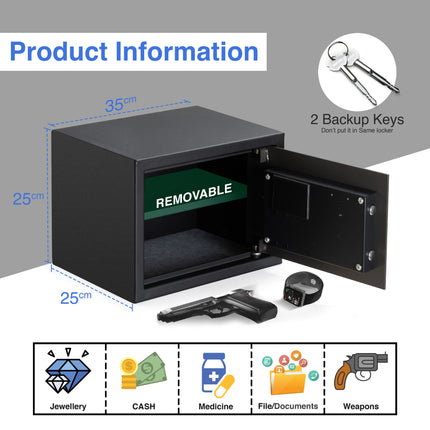 Equal 20L SecureX Pro Digital Safe Locker with Touchpad and Motorized Locking Mechanism - Black