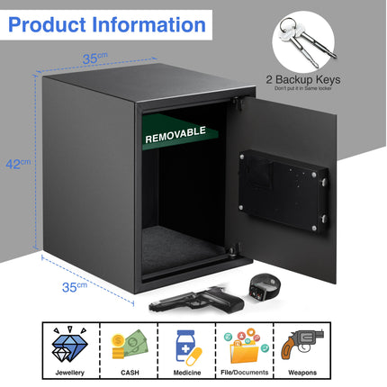 Equal 48L SecureX Pro Digital Safe Locker with Touchpad and Motorized Locking Mechanism - Black