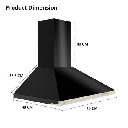 Equal 60cm 1050 m3/hr Pyramid Kitchen Chimney for Kitchen, 3 Speed Setting Push Button Control