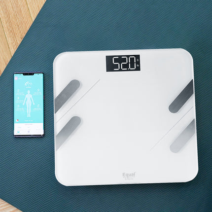 Equal Smart Bluetooth Digital BMI Weight Scale w/FITINDEX Mobile App (White)