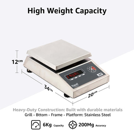 Equal High Precision Scale 6kg 0.2g Digital Accurate Electronic Balance Jewelry/Lab Scale