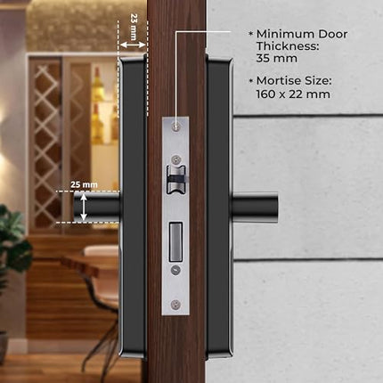 Equal Smart Door Lock S8 WiFi in Red Metal: Fingerprint & 5 More Ways to Unlock; Wooden Door Compatible; 1-Year Warranty.